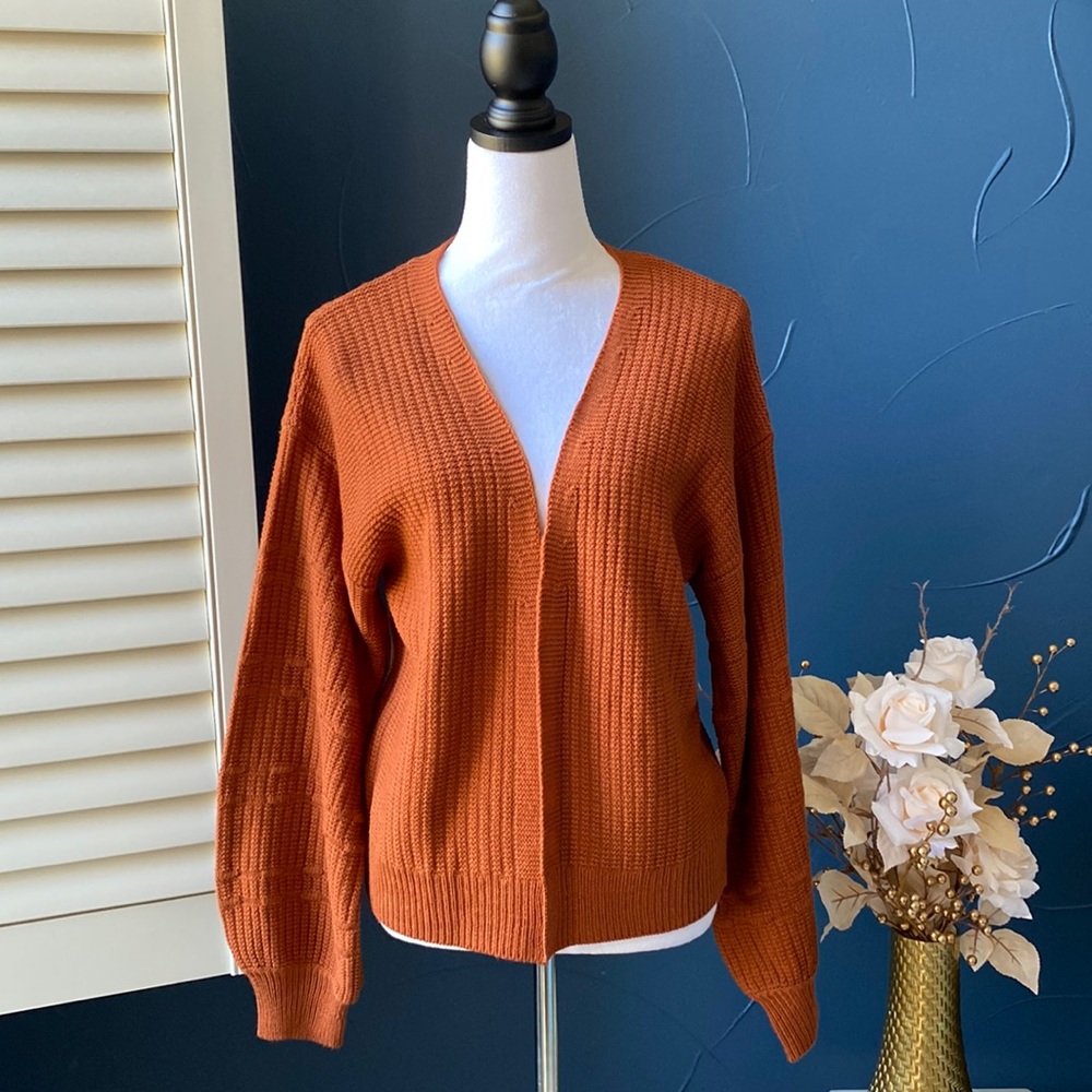 Sweater Cardigan Burnt Orange Brown EUC Size M